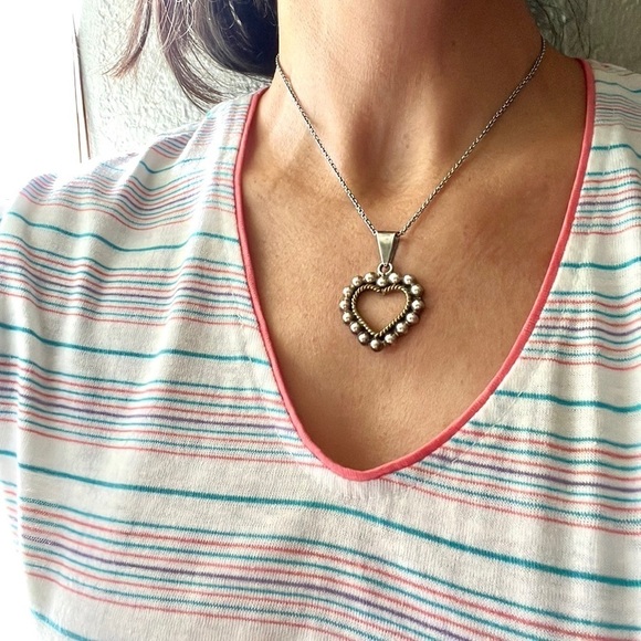 Vintage Sterling Heart Pendant - Picture 1 of 7